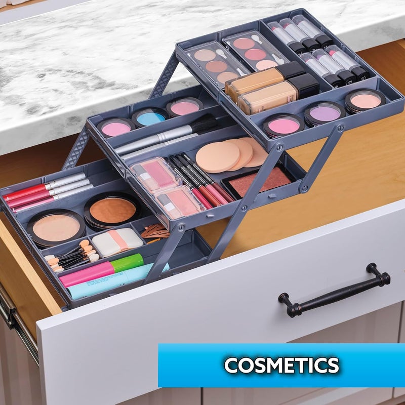 Ontel Smart Drawer Organizer, Multi-Level Jewelry and Cosmetics Storage, Black, 2.65 in - Image 3